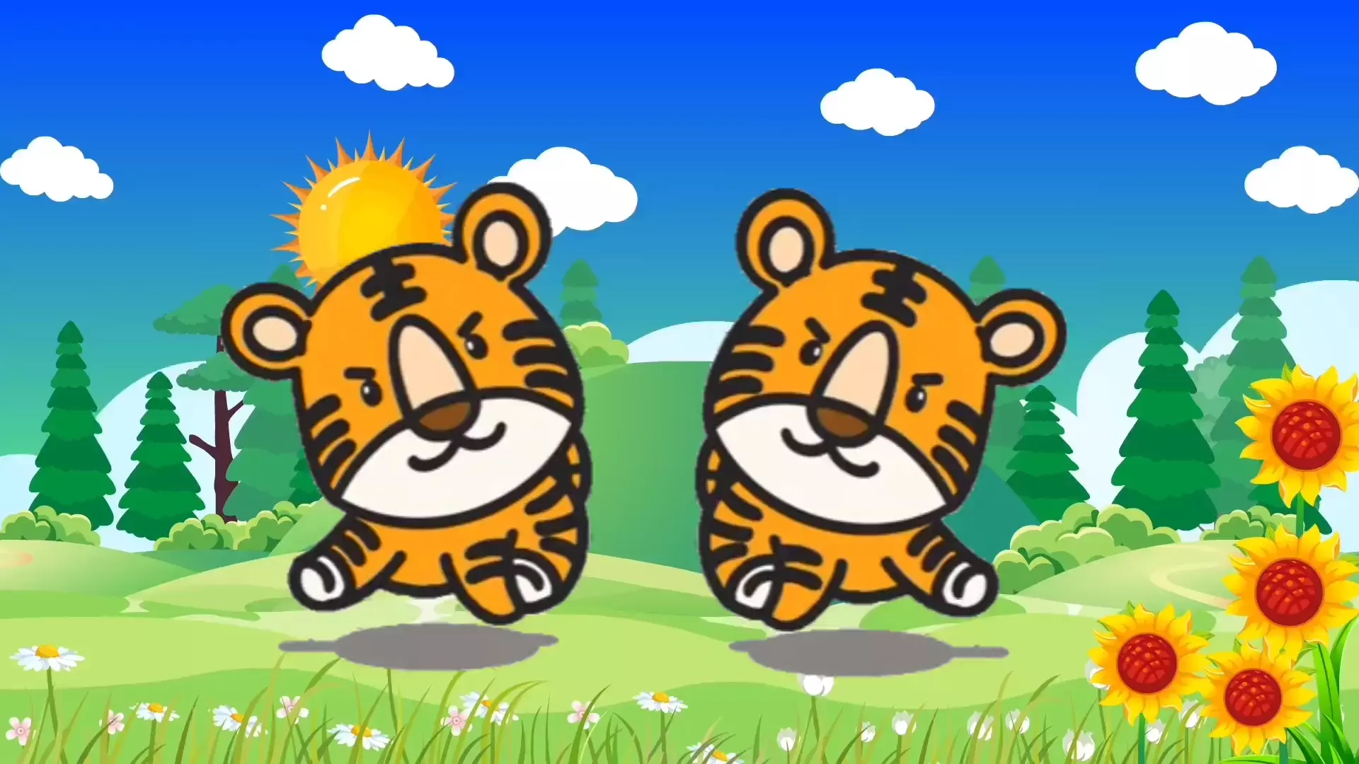 宝宝启蒙早教儿歌动画:两只老虎爱跳舞